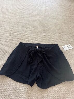 Free People Black Tie-Waist Skort